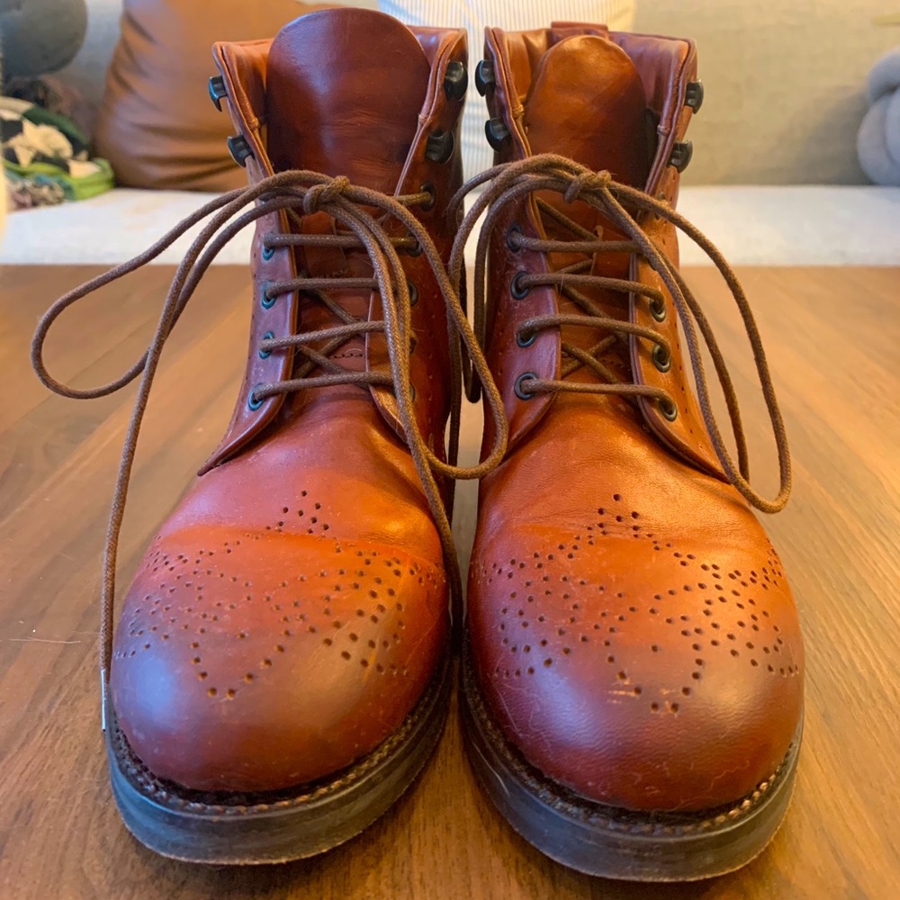Kurt Geiger London wine leather lace-up boots, 38